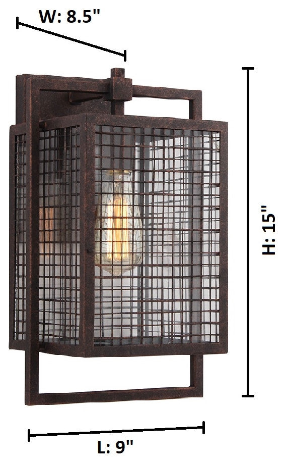 Garraux 1 Light Wall Sconce Rust Clear, 9"