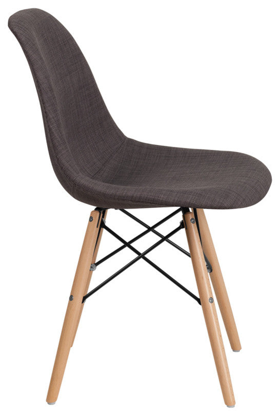 Modern Siena Gray Fabric Chair With Wood Base