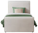 Sloan Black Velvet Full Bed, Cream, Twin