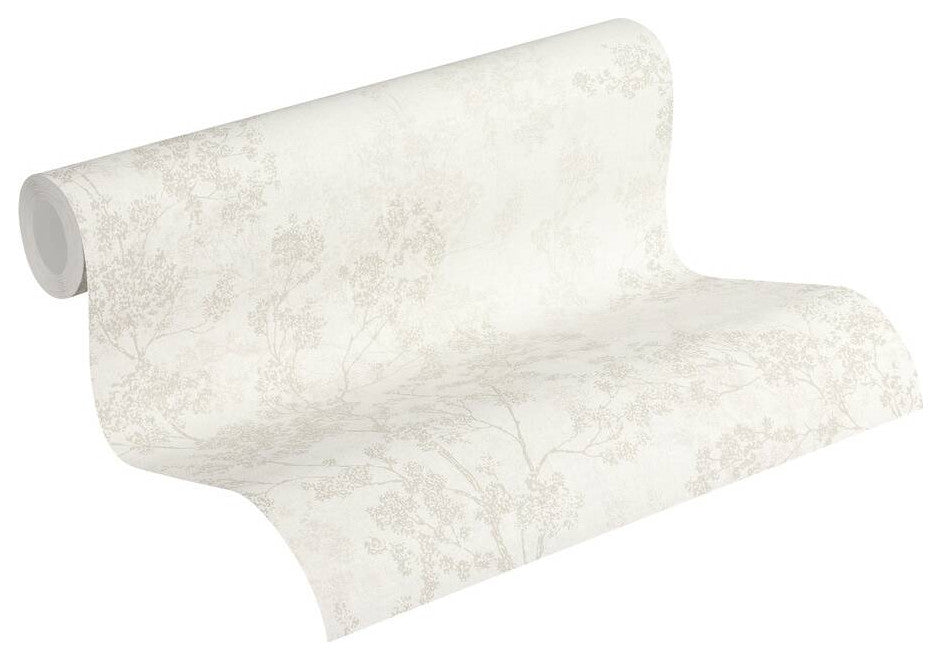 Floral Textured Wallpaper Featuring Branches And Leaves, 373972