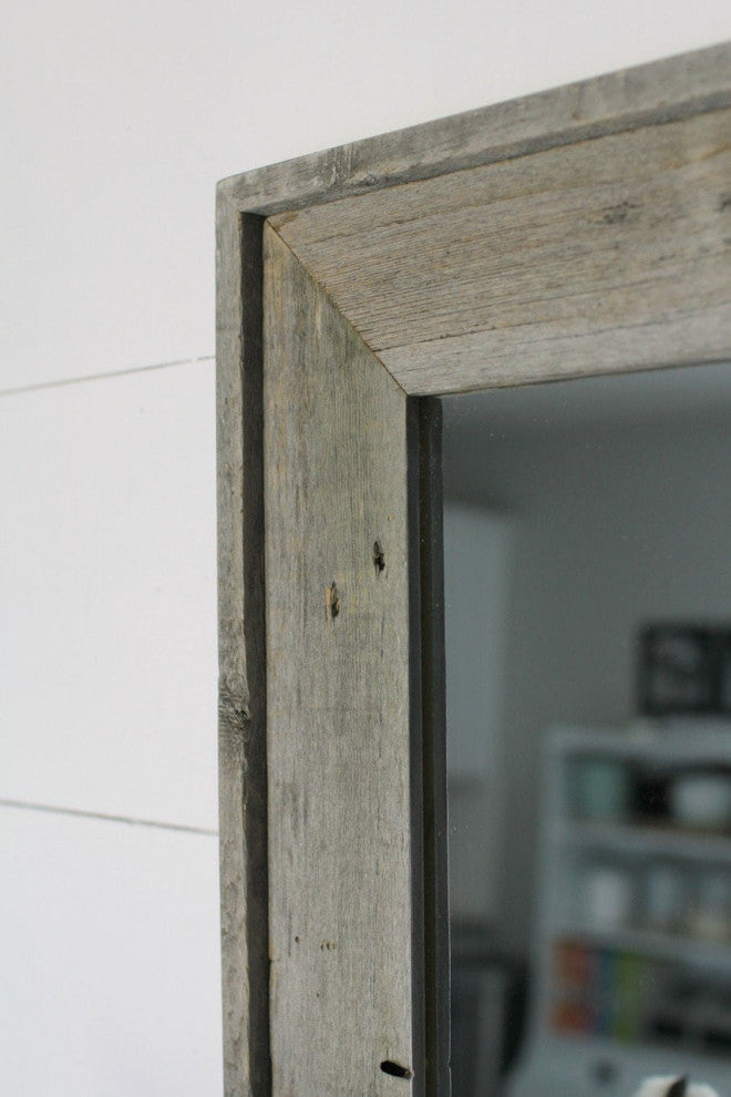 Rustic Mirror, Lighthouse Style Barnwood With Raised Edge, 36"x48"