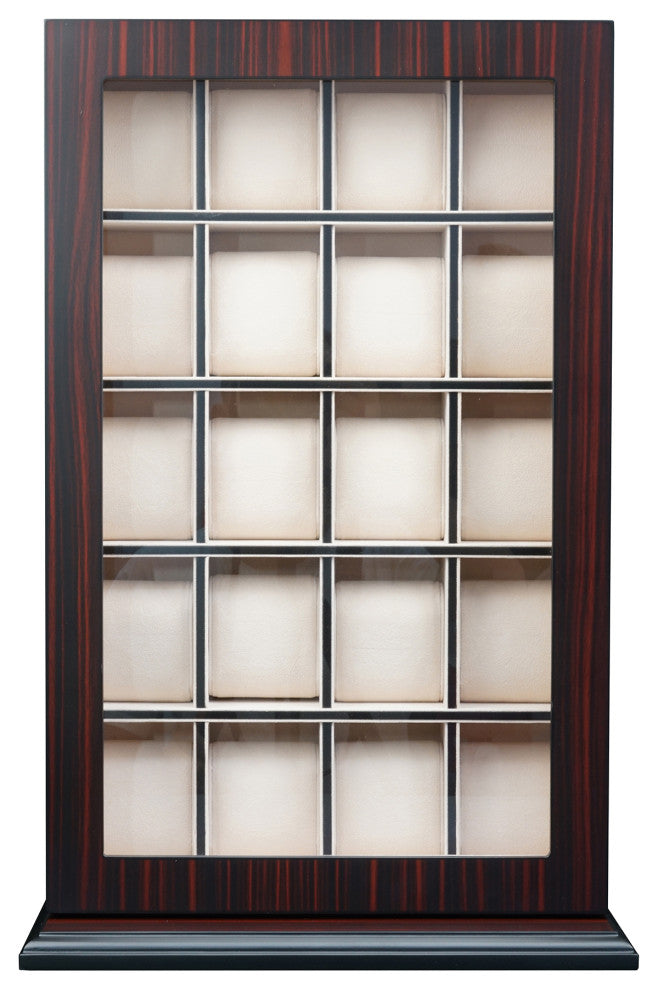 20 Slot Wood Watch Display Wall Hanging Case and Storage Organizer Box, Ebony