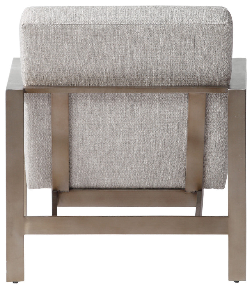 Uttermost 23525 Wills 30"W Stainless Steel Framed Fabric - Warm Oatmeal / Brass