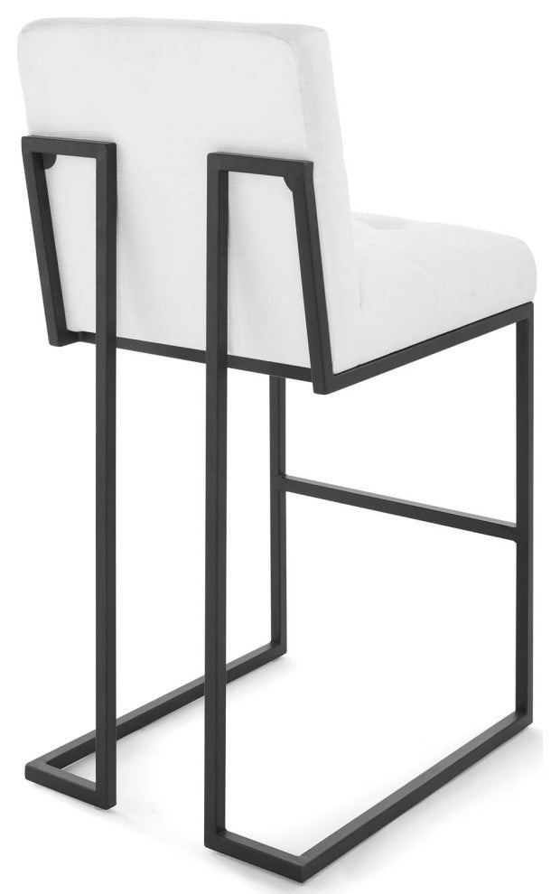 Privy Black Stainless Steel Upholstered Fabric Bar Stool Set of 2 Black White