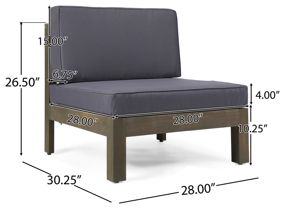 Esther Outdoor Modern 8 Seater Acacia Wood Sectional Sofa Set With Fire Pit