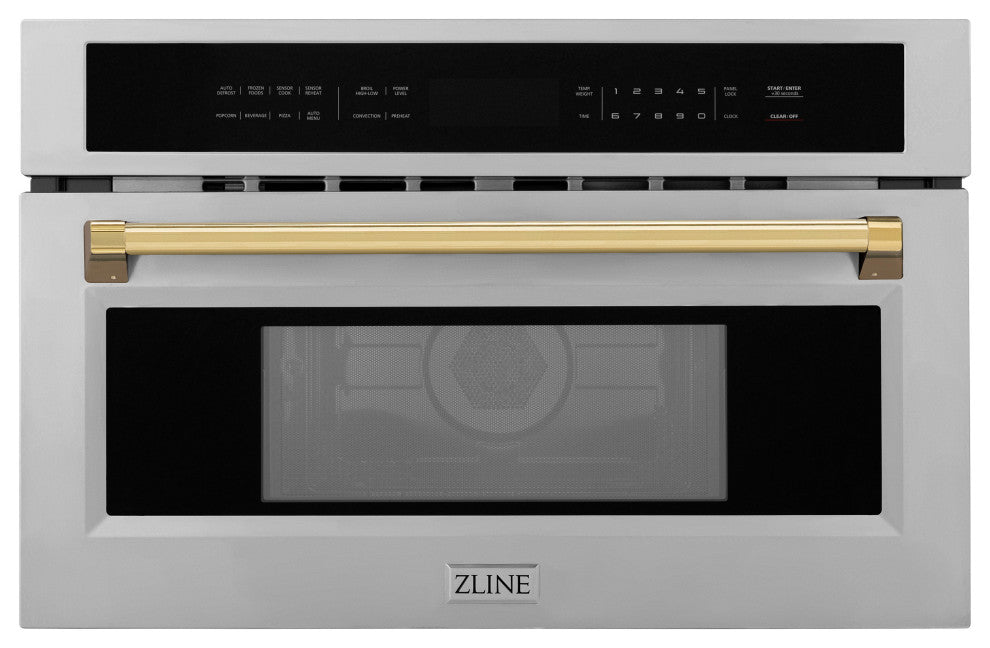 ZLINE 30 In. Autograph Microwave Oven, Stainless With Gold Accents, MWOZ-30-G