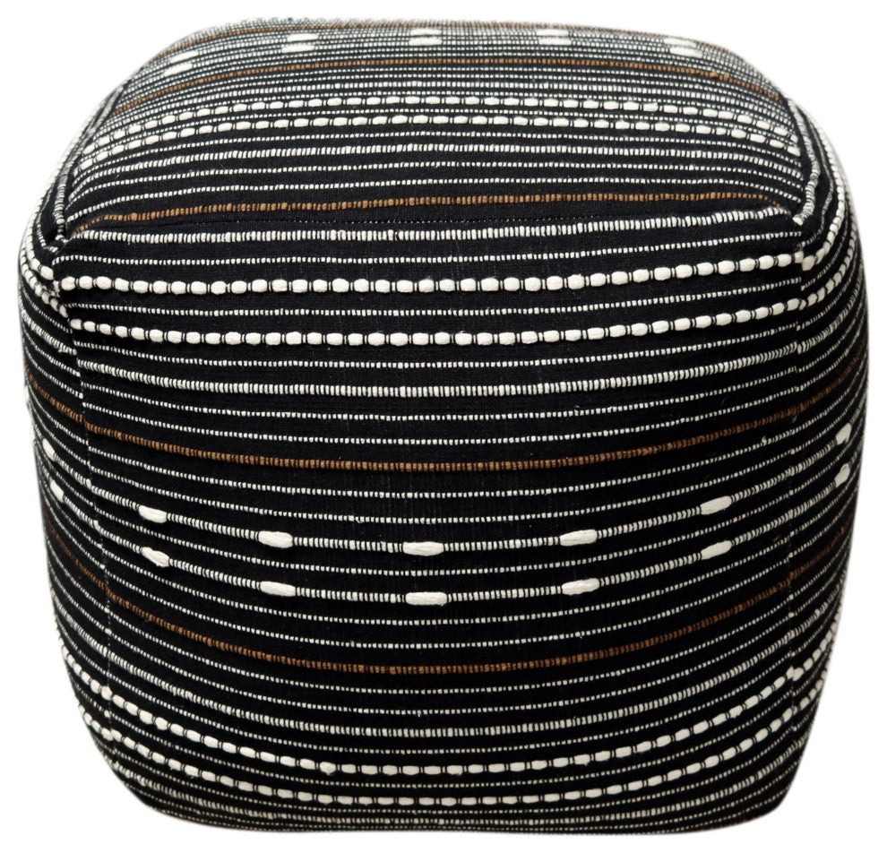 White Hand-woven Ottawa Pouf, 18" Cube