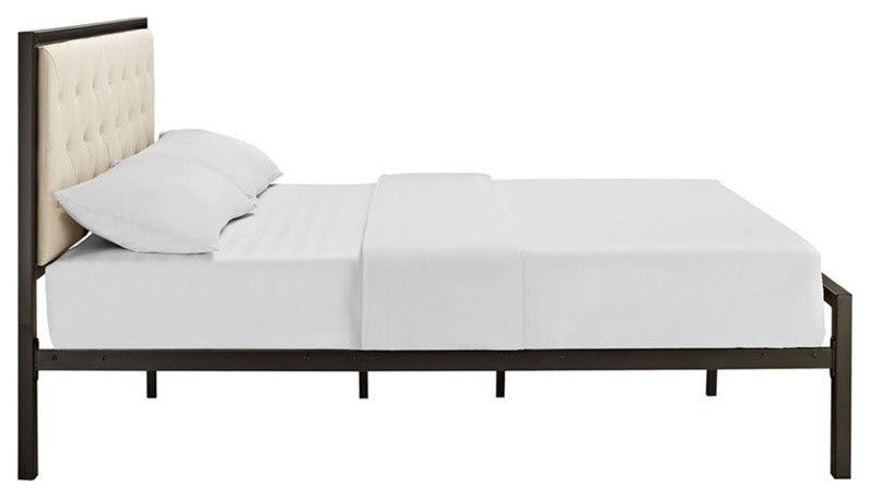 Brown Beige Mia Full Fabric Bed
