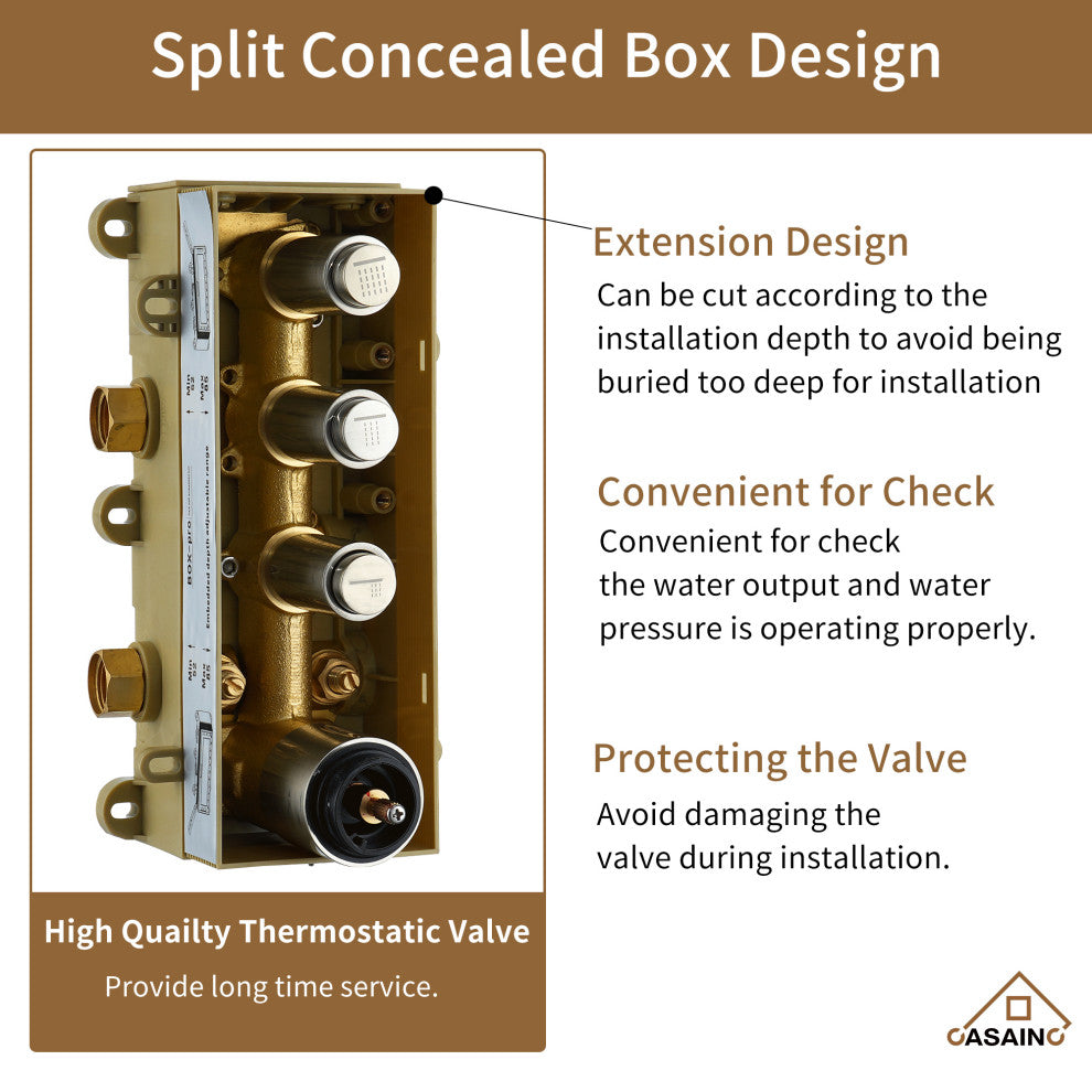 Ceiling Mounted Thermostatic Shower System, Brushed Nickel