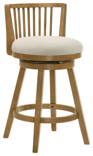 Harper Wood and Fabric Barstool, Ivory, 30" Bar Height