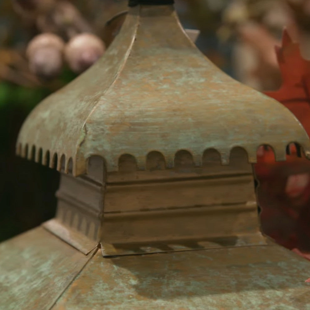 Vintage Style Patina Finish Pagoda Shape Candle Lantern Pillar 20 in H Bronze