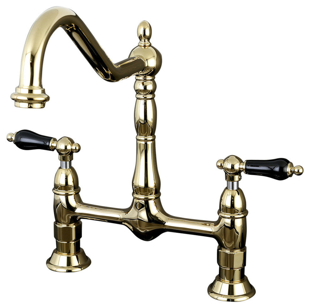 Kingston Brass Bridge Kitchen Faucet, Polished Brass