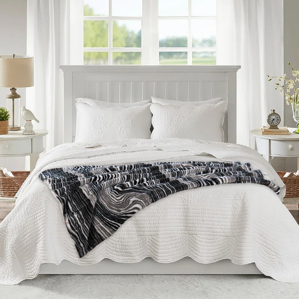 Elite Faux Fur Throw Blanket With Sherpa Backing, Tallulah, 60" X 80"
