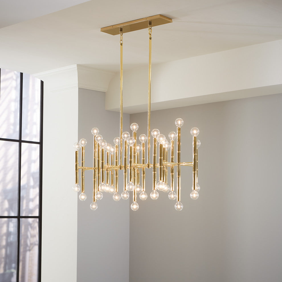 Meurice Rectangle Chandelier, Modern Brass