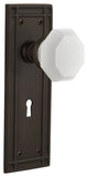Mission Plate with Keyhole Passage Waldorf White Milk Glass Knob