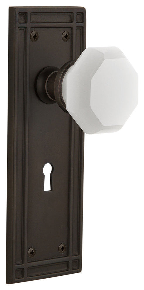 Mission Plate with Keyhole Passage Waldorf White Milk Glass Knob