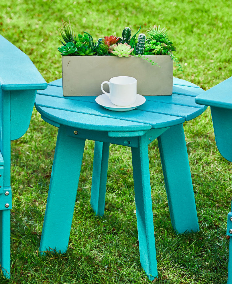 20"D Outdoor Patio HDPE Round Side Table, Aqua