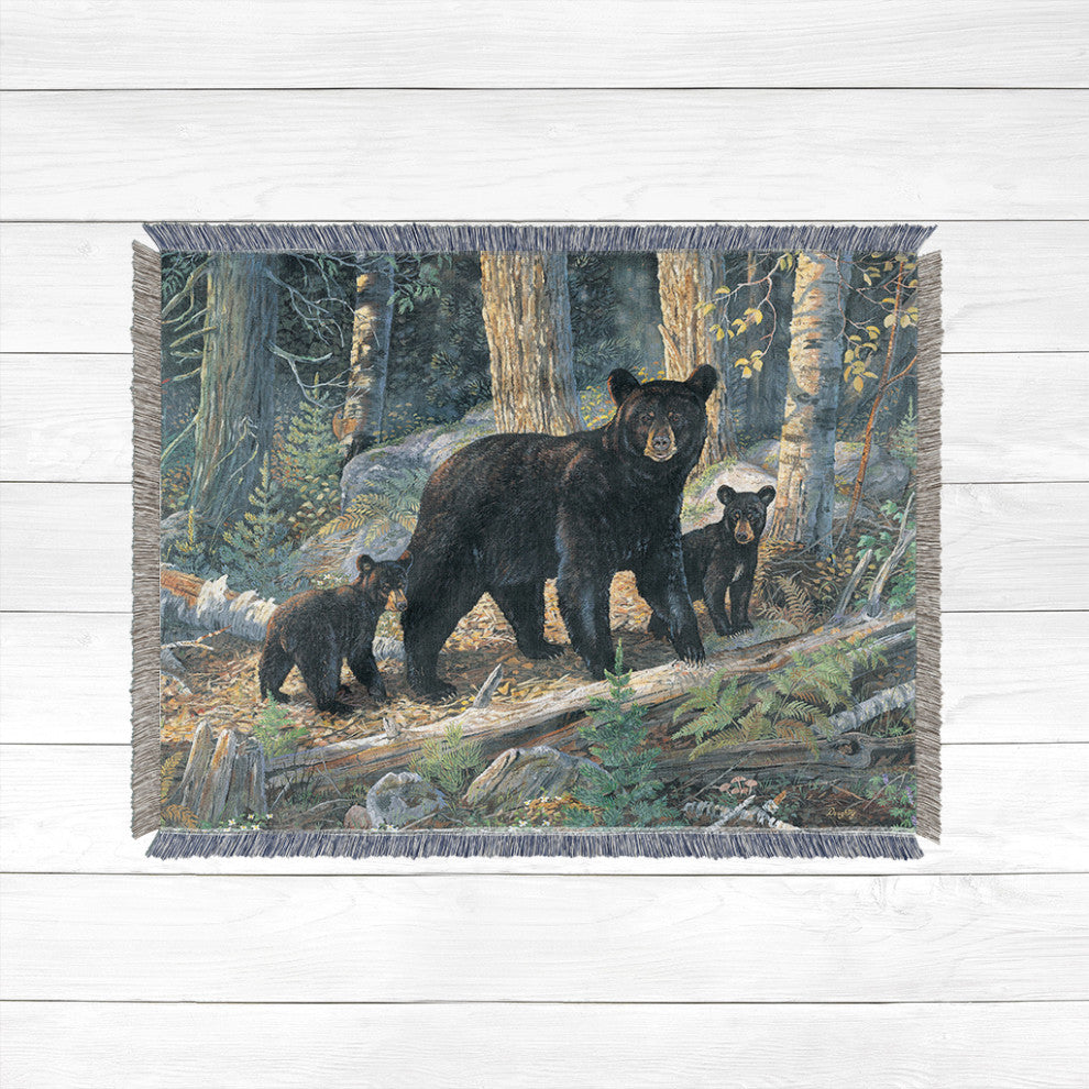 Laural Home Black Bear Family 60" X 80" Woven Throw Blanket