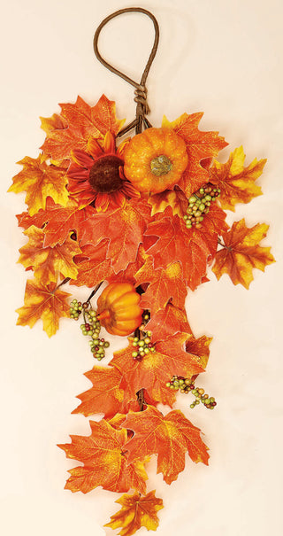 22" Sunflower, Leaf and Pumpkin Teardrop