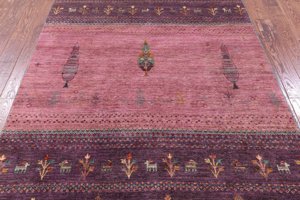 5' 6" X 7' 3" Handmade Persian Gabbeh Tribal Wool Rug Q9976