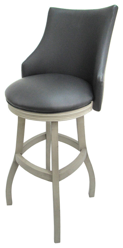 Swivel Tall Spectator Wood Bar Stool 34", Bellissima, Gray, Antique White