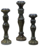 Privilege Set of 3 Gray Distressed Candle Holders, Gray, 6"W