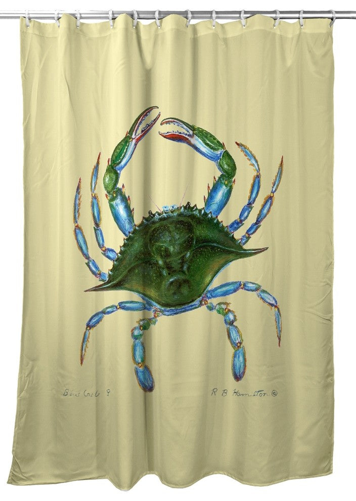 Betsy Drake Female Blue Crab Shower Curtain - Yellow