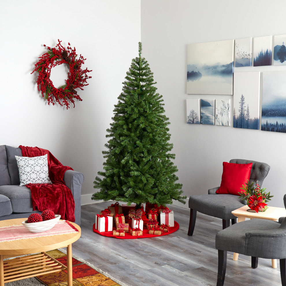 7' Springfield Faux Xmas Tree W/ 400 Warm Clear Lights and 916 Bendable Branches