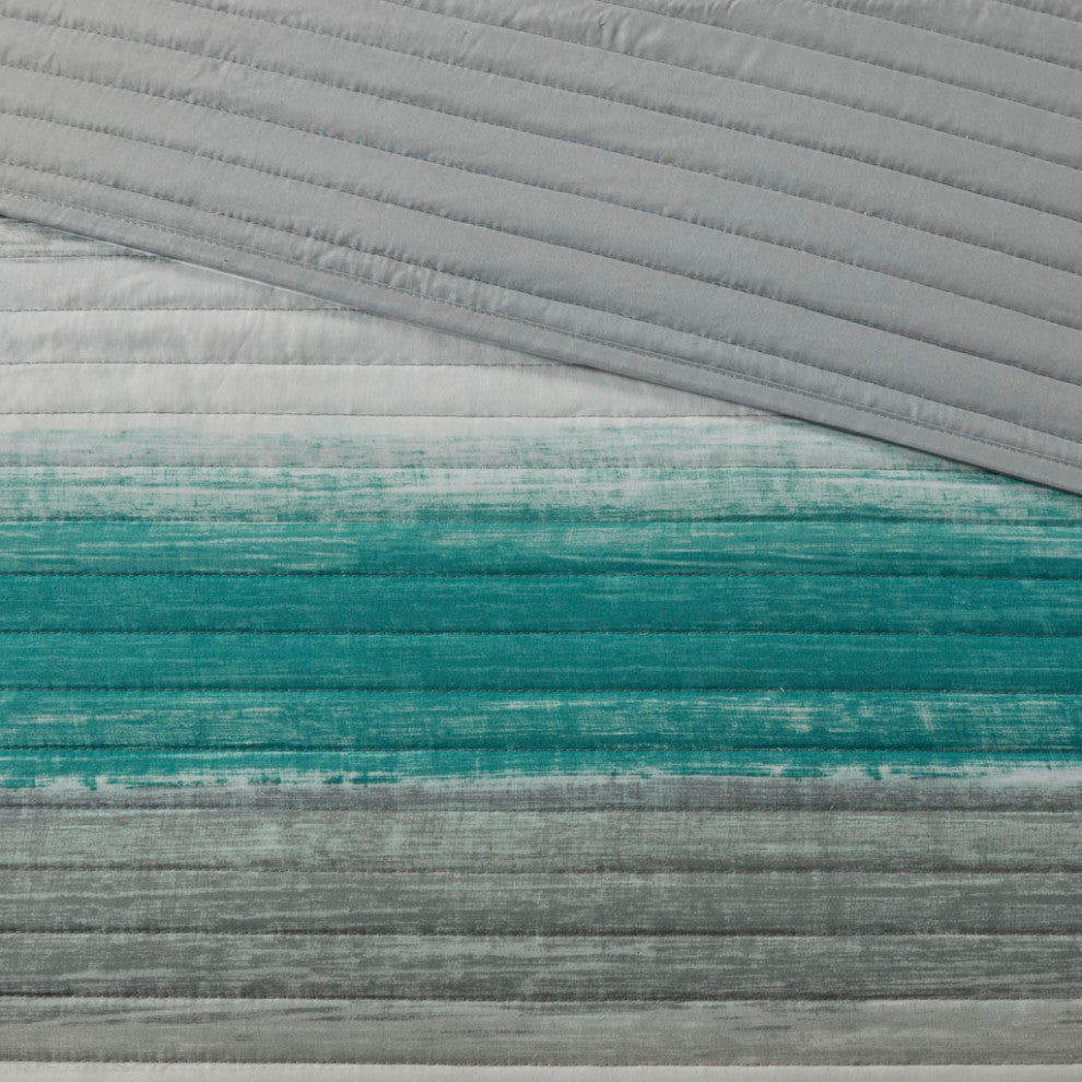 Madison Park Essentials Saben 8 Piece Quilt Set With Cotton Bed Sheets, Aqua