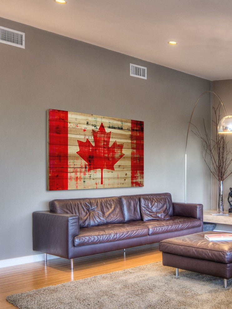 "Great North" Print on Natural Pine Wood, 60"x40"
