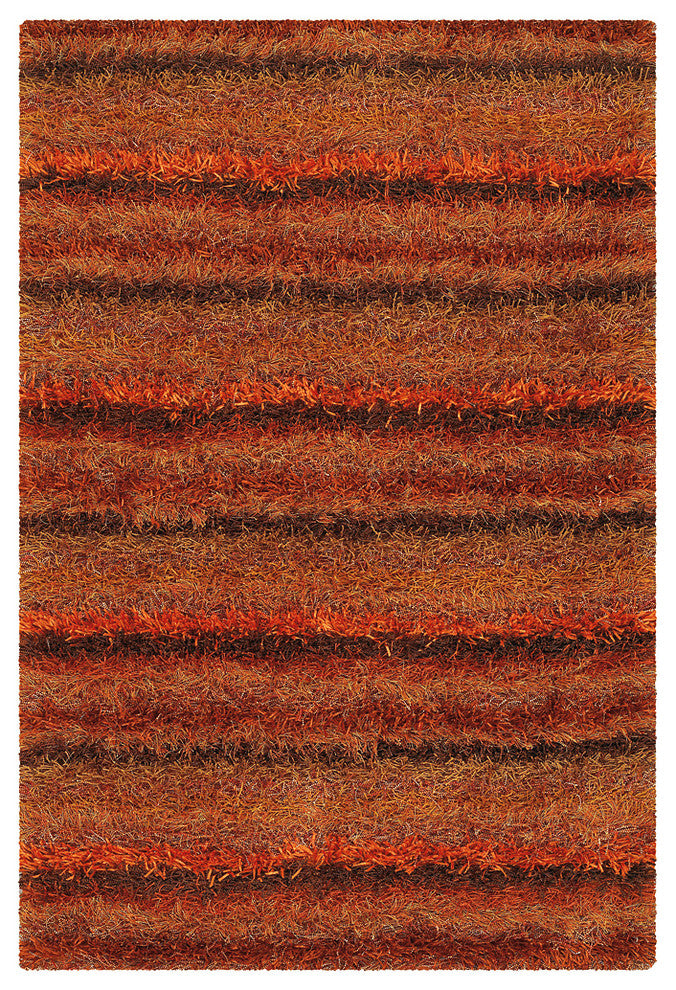 Kubu Striped Area Rug, Rust, 7'9"x10'6" Rectangle