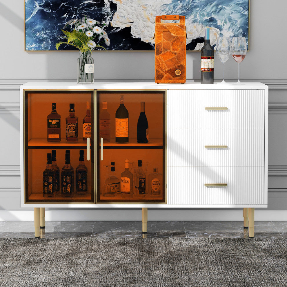 TATEUS 60" Modern Sideboard MDF Buffet Cabinet, White
