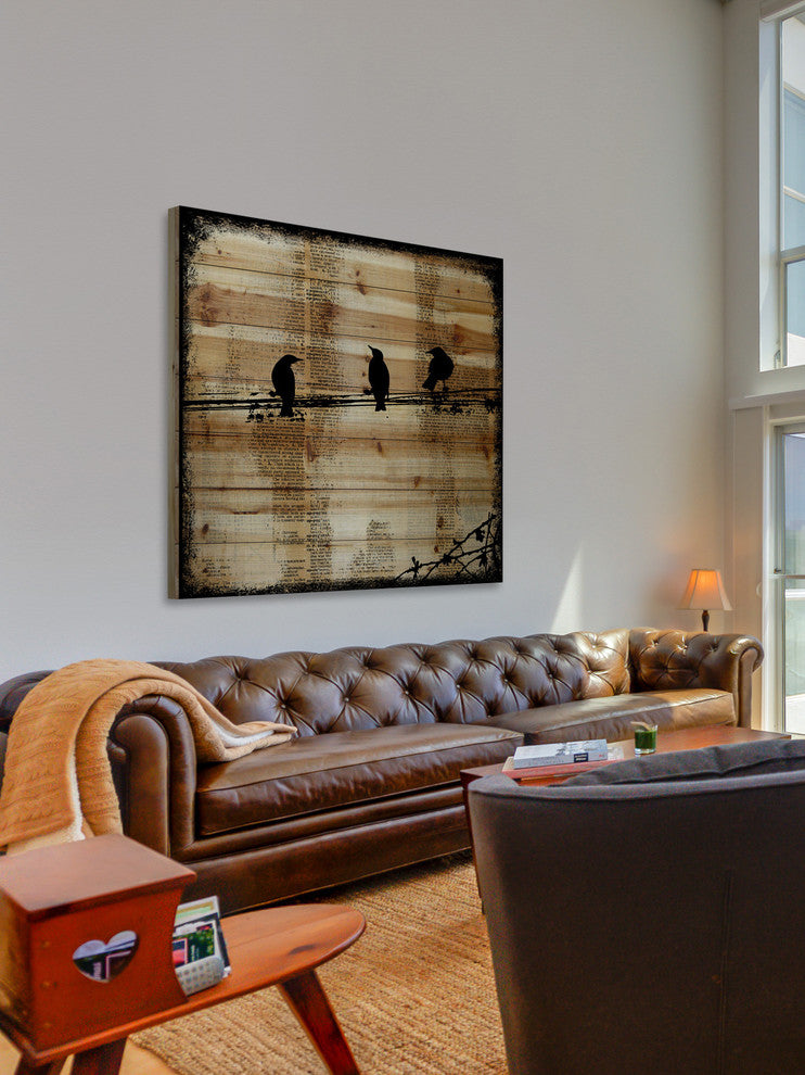 Marmont Hill, "Winged Gossip" by Vicki Butler Print, Natural Pine Wood