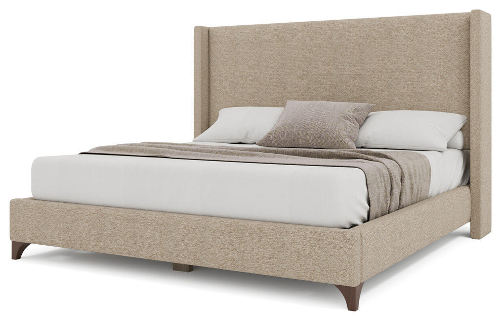 Nativa Interiors Megan Classic Plain Upholstered Bed, Flax, King