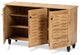 Winda Modern and Contemporary Oak Brown Finished Wood 3-Door Shoe Cabinet