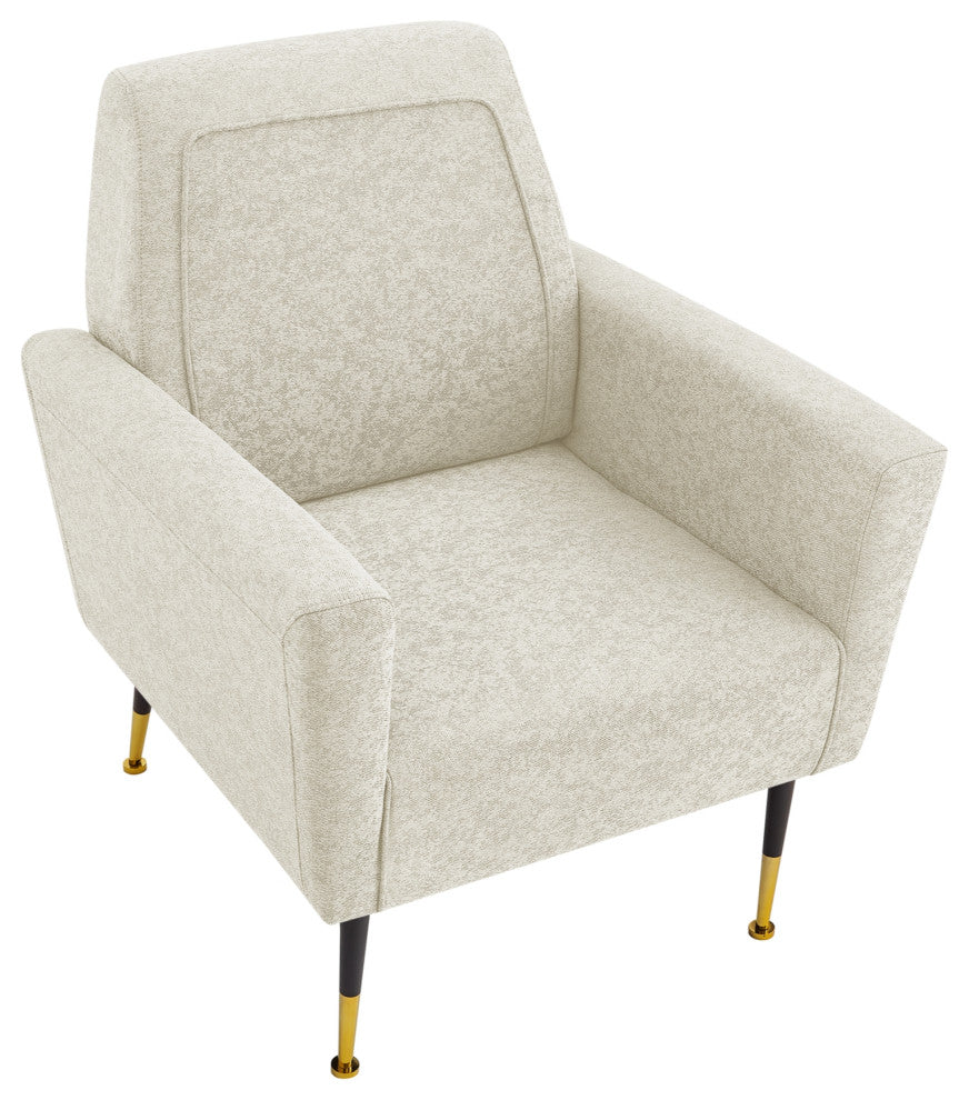 Inspired Home Holt Accent Chair Velvet/Linen 30Lx32Wx36H, Beige