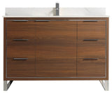 Opulence Bath Vanity, Walnut Ebony, 48", Chrome Hardware, White Carrara Top