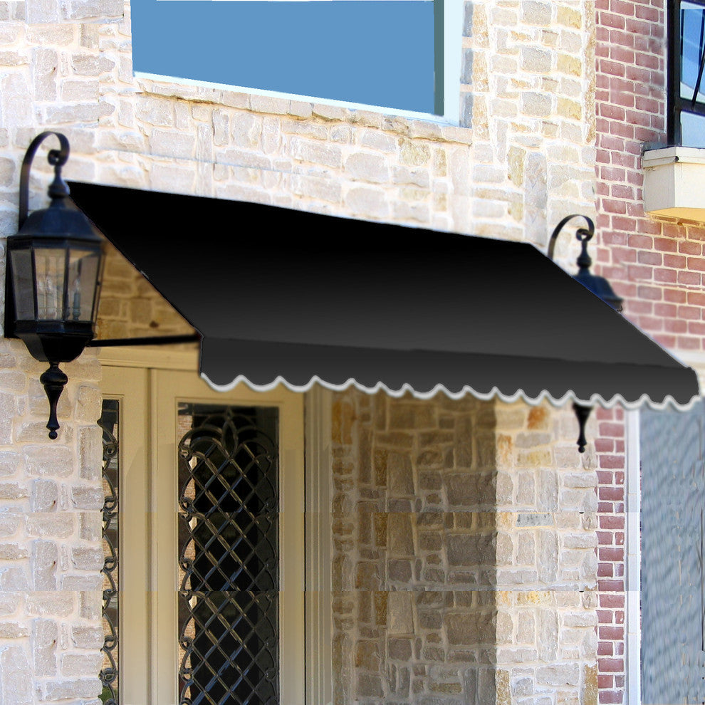 Awntech 5' Dallas Retro Acrylic Fabric Fixed Awning, Black