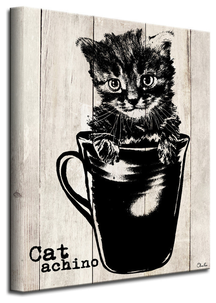 Ready2HangArt ''Catachino'' Wrapped Canvas Cat Wall Art, 40"x30"