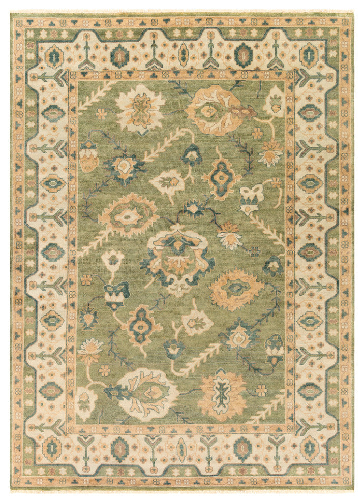Surya Hillcrest HIL-9017 Traditional Area Rug, Dark Green, 9' x 13' Rectangle