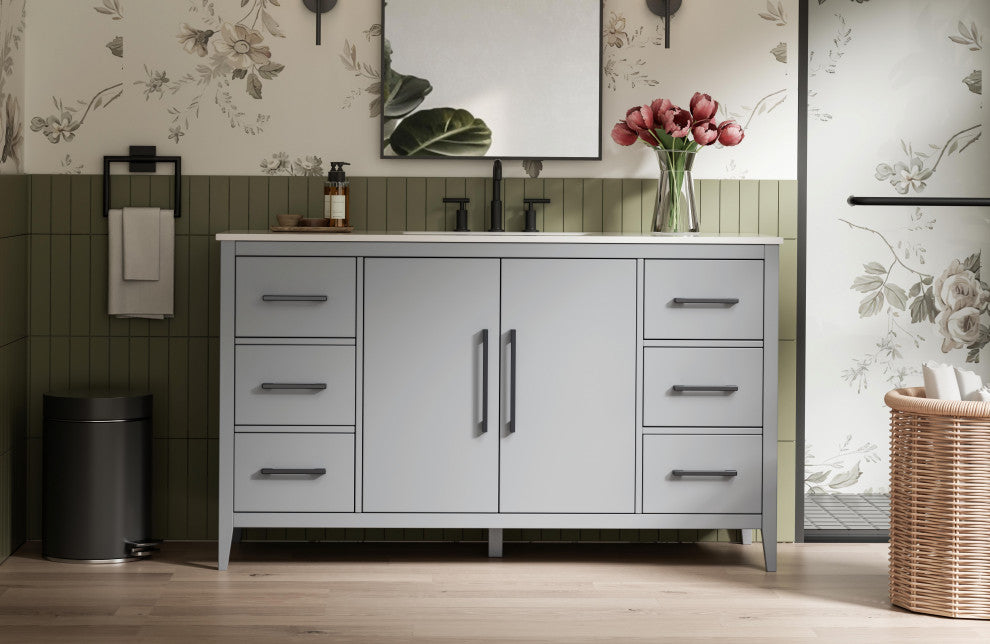 Home Living 60" Single Bathroom Vanity, Grey