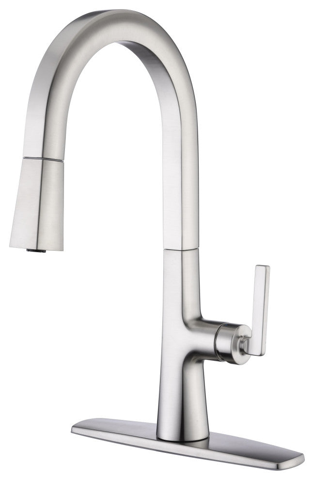Saint Lazare Single Handle Pull Down Kitchen Faucet in Matte Black, Brushed Nick