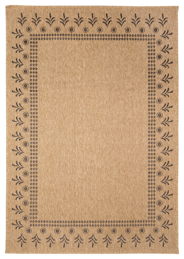 Sahara Block Print Border Indoor/Outdoor Rug Natural 1'11"x7'6"