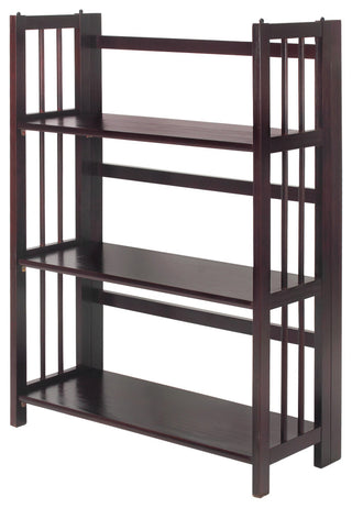 3 Shelf Folding Bookcase, Espresso, Large, 3 Shelf