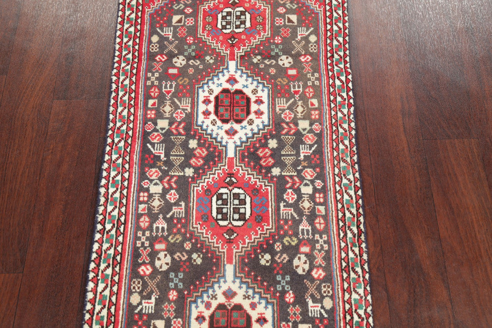Abadeh Oriental Faded Hand-Knotted Traditional Persian Area Rug, Gray, 2x5