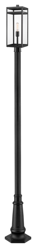 Zlite 596PHBR-557P-BK 1-Light Outdoor Post Mounted Fixture, Clear