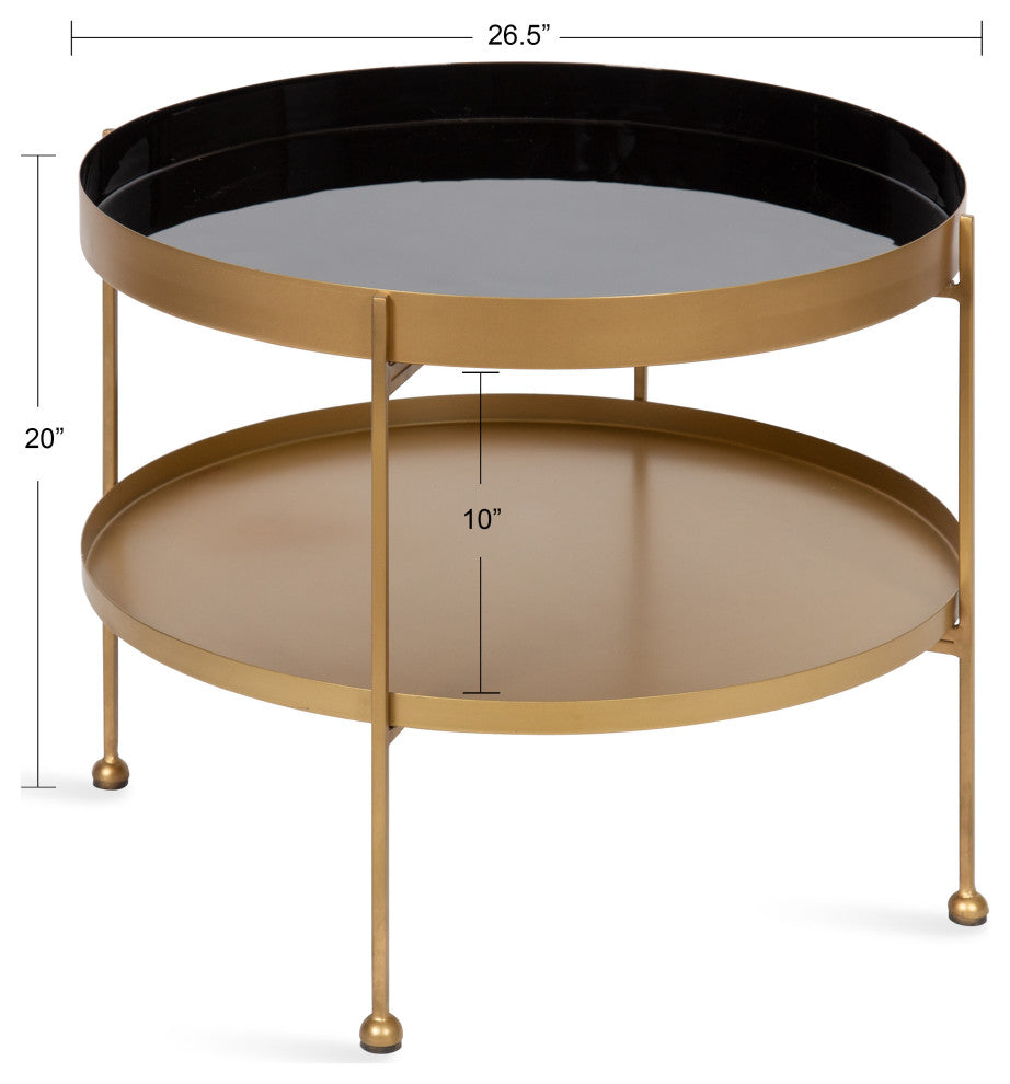 Nira Metal Coffee Table, Black/Gold 26" Diameter