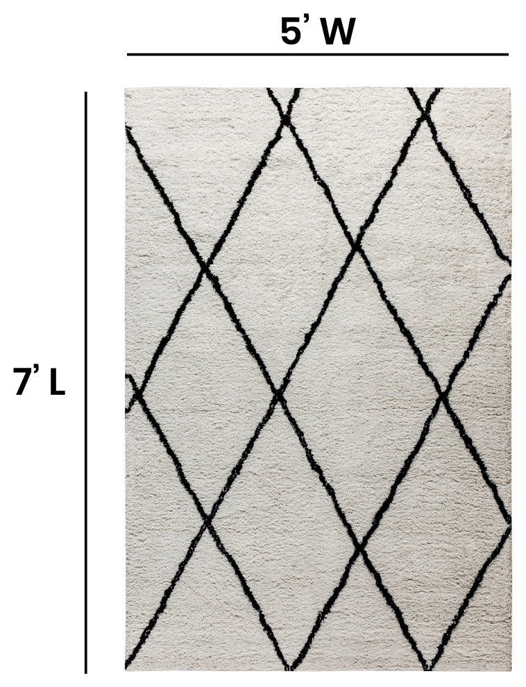 Shag Style Diamond Trellis Area Rug, 5' X 7'