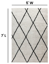Shag Style Diamond Trellis Area Rug, 5' X 7'