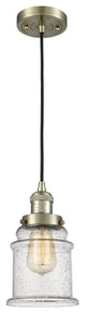 Canton 1-Light LED Mini Pendant, Antique Brass, Glass: Seedy